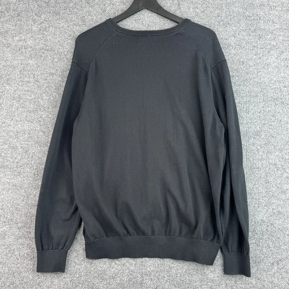 Polo Ralph Lauren Sweater Mens XL Black Pima Cotton V-neck Preppy Casual Ivy
